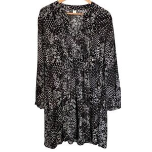 Old Navy Black & White Floral Loose Fit Dress Size XL